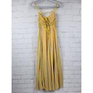 FREE PEOPLE Colorful Striped Yellow Sun Dress Womens XS TP Flowy Rainbow Beach